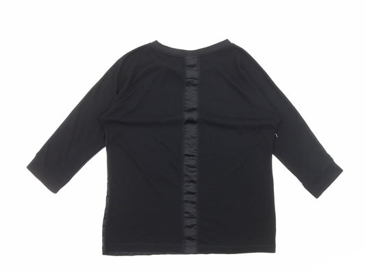 fransa Womens Black Polyester Basic Blouse Size XS Round Neck