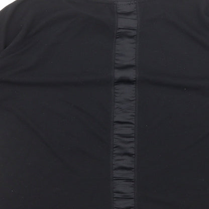 fransa Womens Black Polyester Basic Blouse Size XS Round Neck