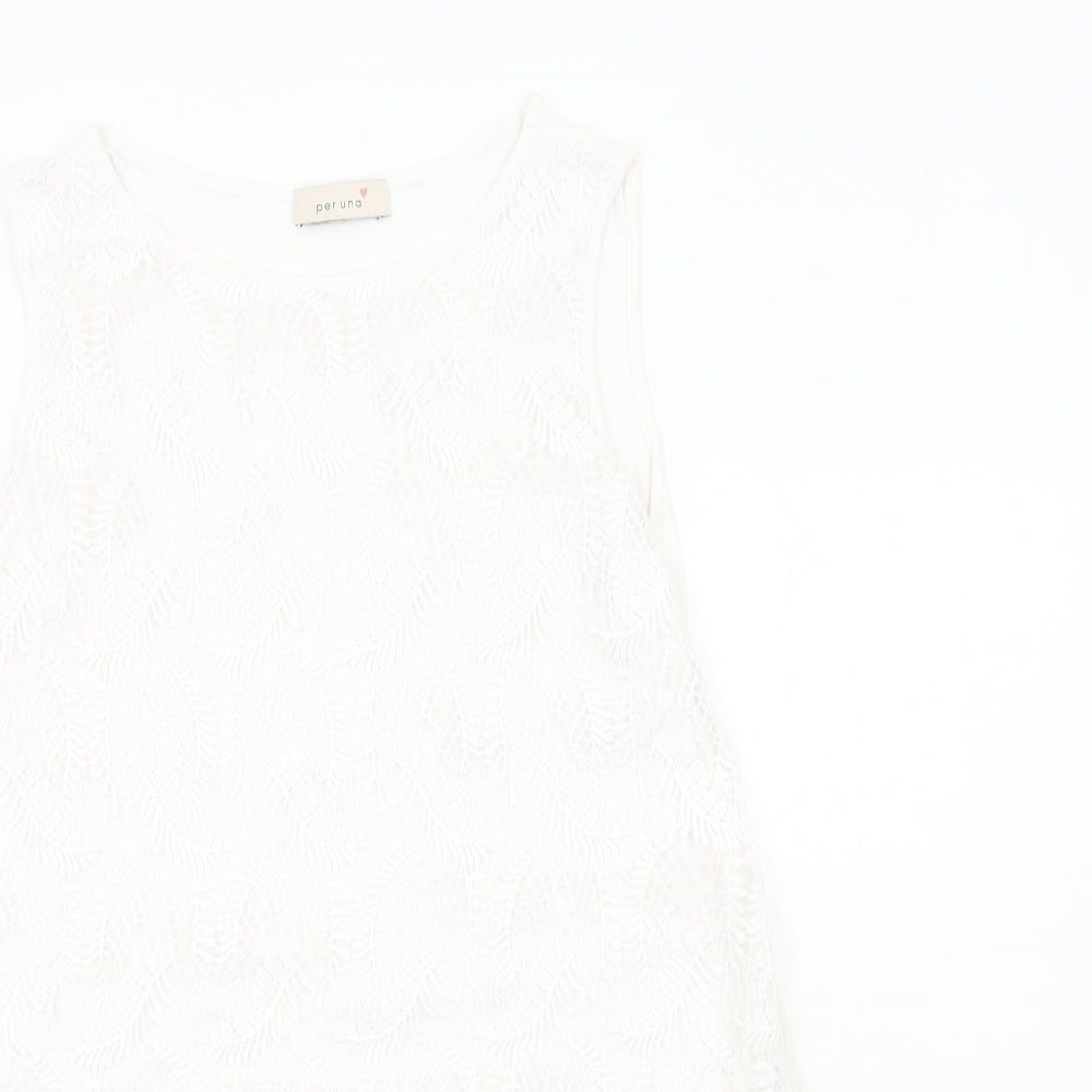 Womens UK Size M Per Una White Basic Tank