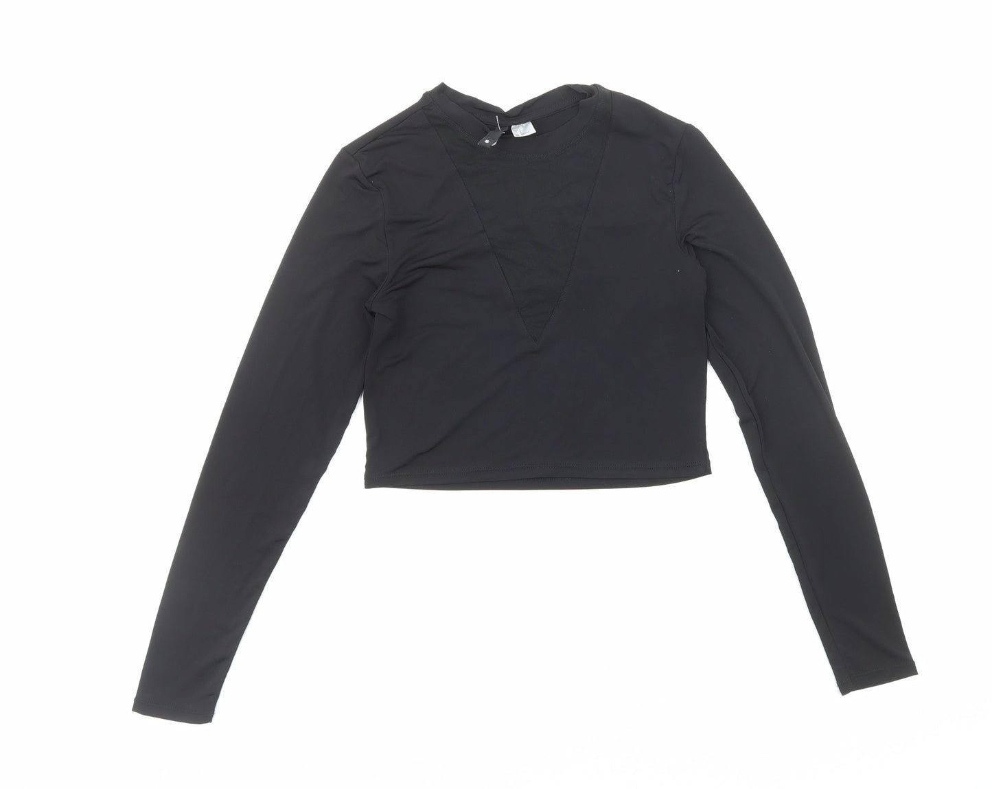 Womens UK Size S H&M Black Cropped T-Shirt