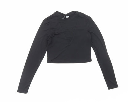 Womens UK Size S H&M Black Cropped T-Shirt