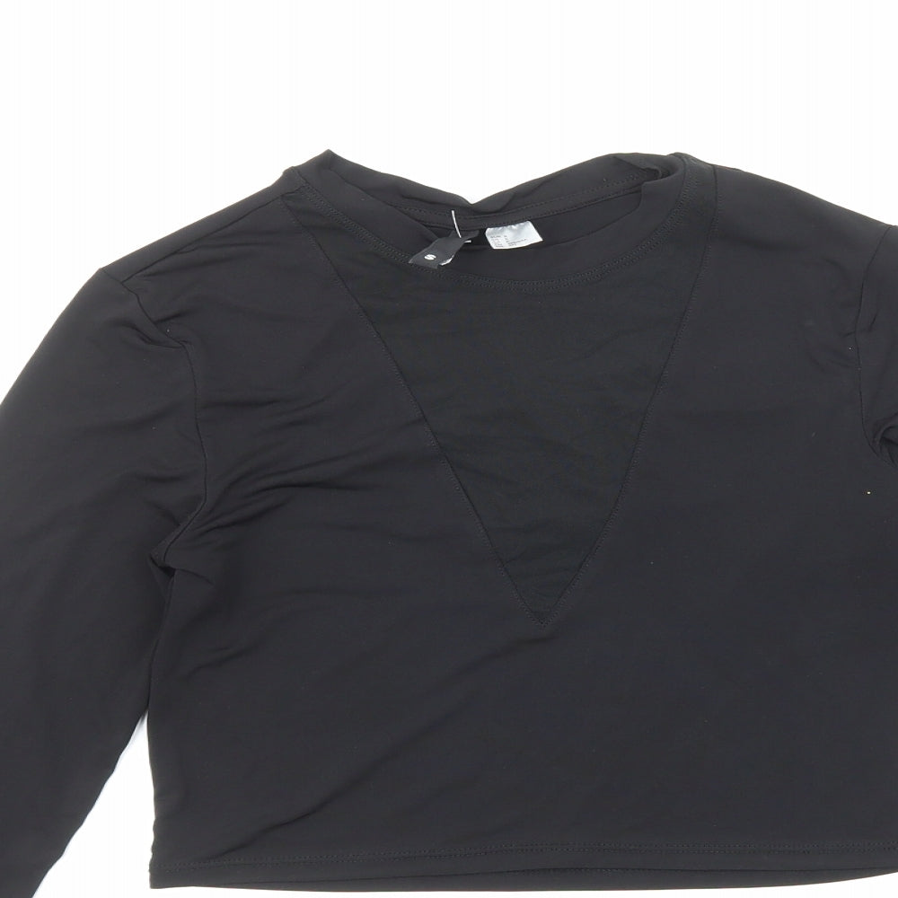 Womens UK Size S H&M Black Cropped T-Shirt