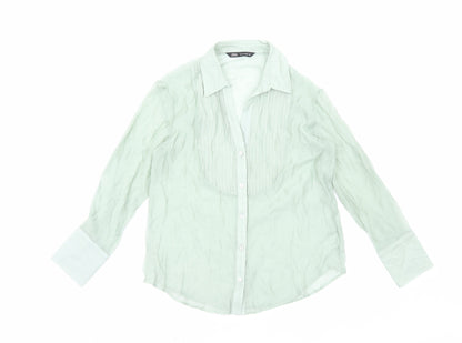 Womens UK Size S Zara Green Basic Button-Up
