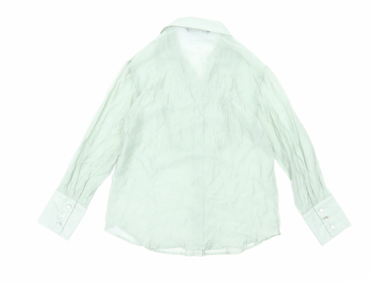 Womens UK Size S Zara Green Basic Button-Up