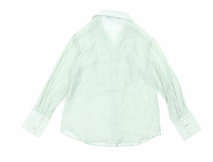Womens UK Size S Zara Green Basic Button-Up