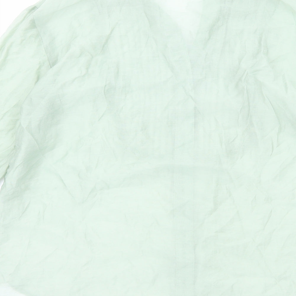 Womens UK Size S Zara Green Basic Button-Up