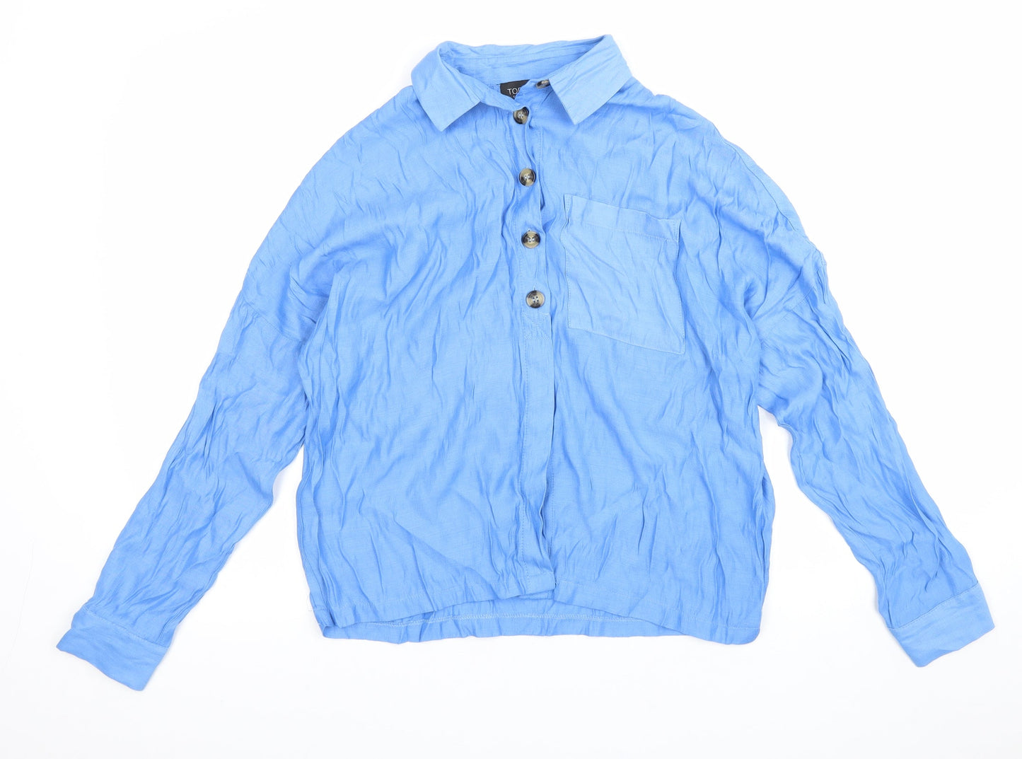Womens UK Size 8 Topshop Blue Basic Button-Up