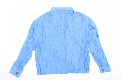 Womens UK Size 8 Topshop Blue Basic Button-Up