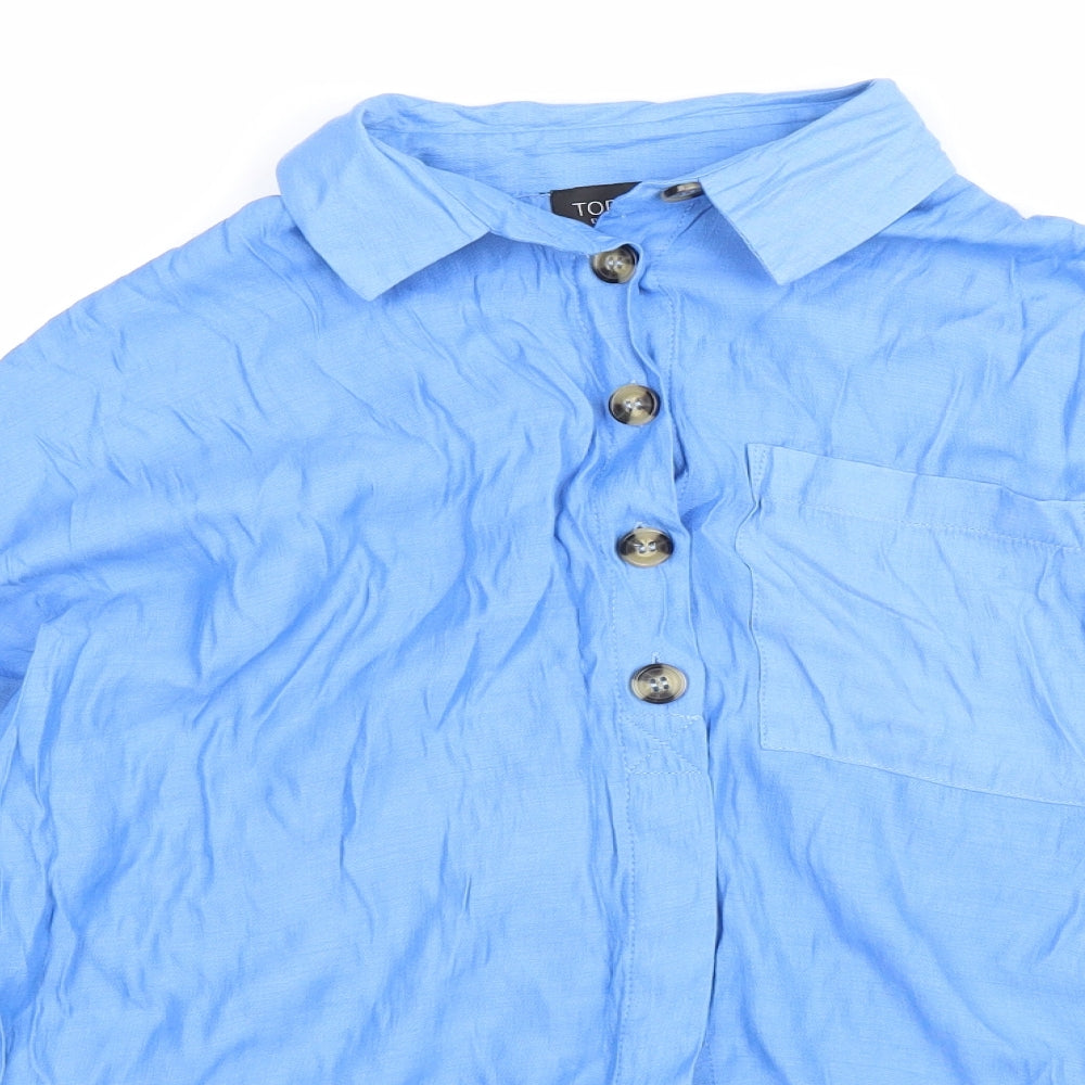 Womens UK Size 8 Topshop Blue Basic Button-Up
