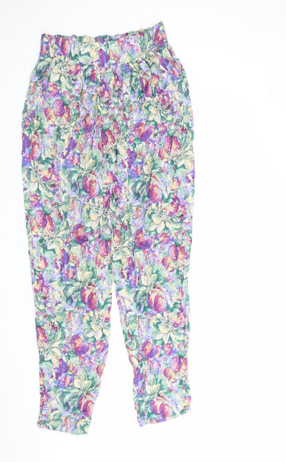Georgiou Womens Multicoloured Floral Viscose Trousers Size S L28 in Regular Hook & Loop