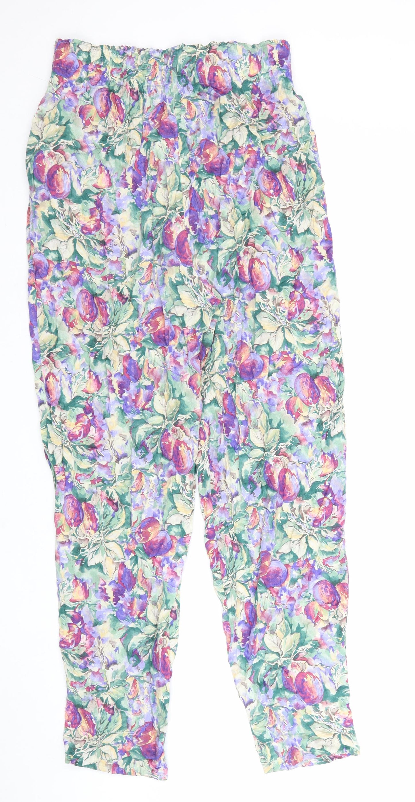 Georgiou Womens Multicoloured Floral Viscose Trousers Size S L28 in Regular Hook & Loop