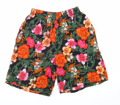35th 10th Womens Multicoloured Floral Viscose Bermuda Shorts Size XS L6 in Regular Hook & Loop