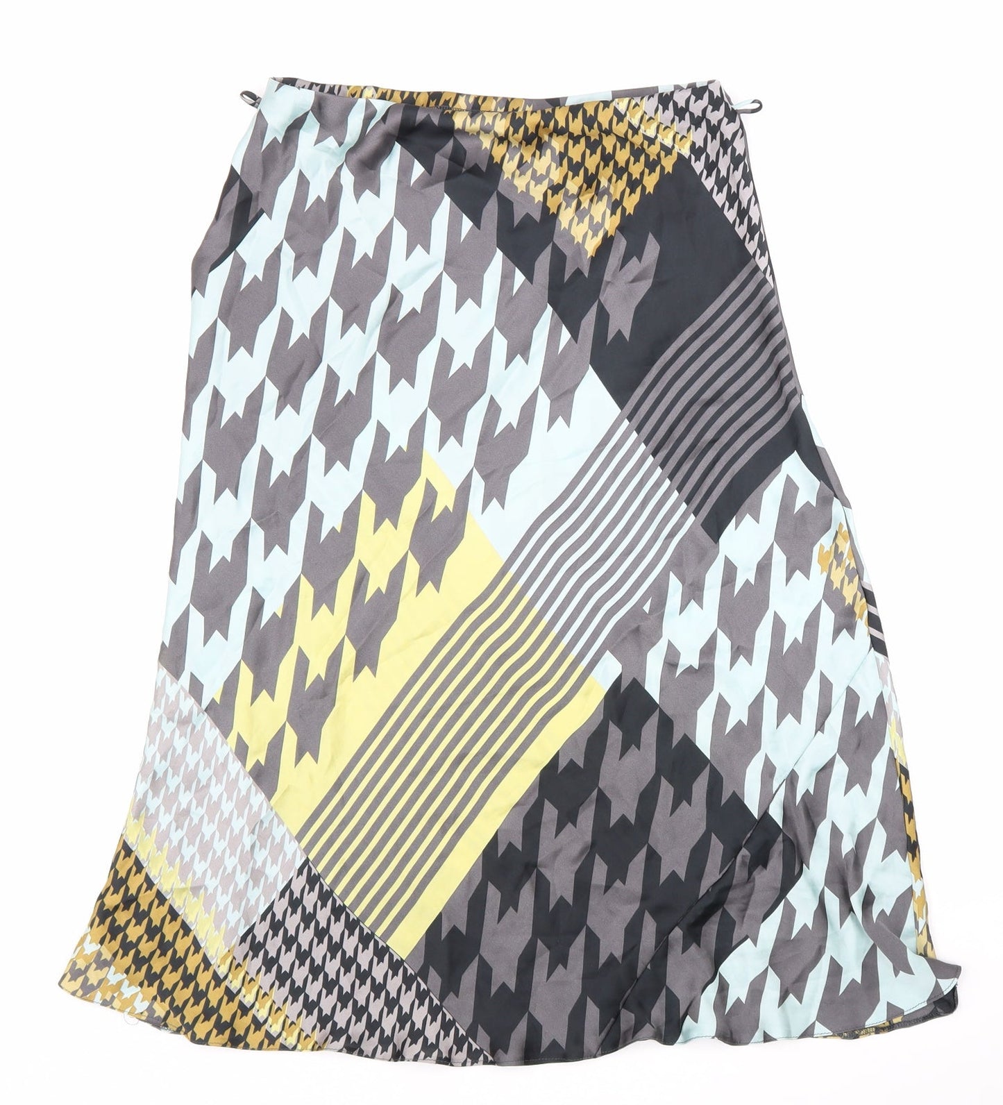 Divided Womens Multicoloured Geometric Polyester Swing Skirt Size 12 Hook & Loop