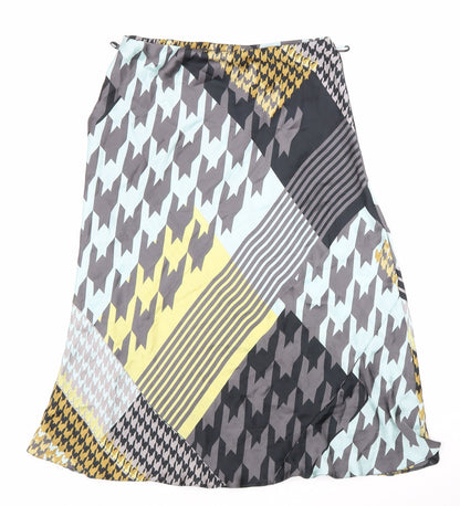 Divided Womens Multicoloured Geometric Polyester Swing Skirt Size 12 Hook & Loop