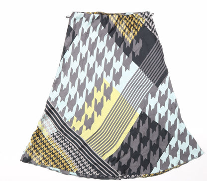 Divided Womens Multicoloured Geometric Polyester Swing Skirt Size 12 Hook & Loop