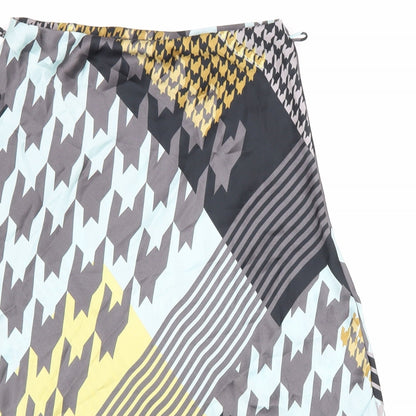 Divided Womens Multicoloured Geometric Polyester Swing Skirt Size 12 Hook & Loop