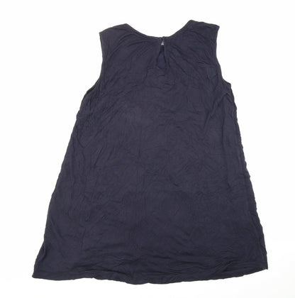 Mango Womens Blue Viscose A-Line Size L Boat Neck Button