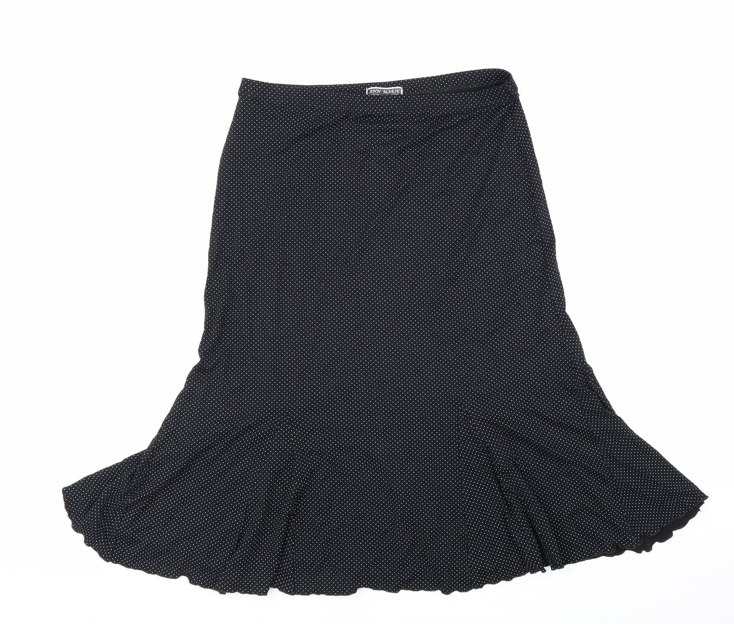 Ann Marrie Womens Black Polka Dot Viscose A-Line Skirt Size 14 Hook & Loop