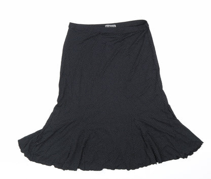 Ann Marrie Womens Black Polka Dot Viscose A-Line Skirt Size 14 Hook & Loop