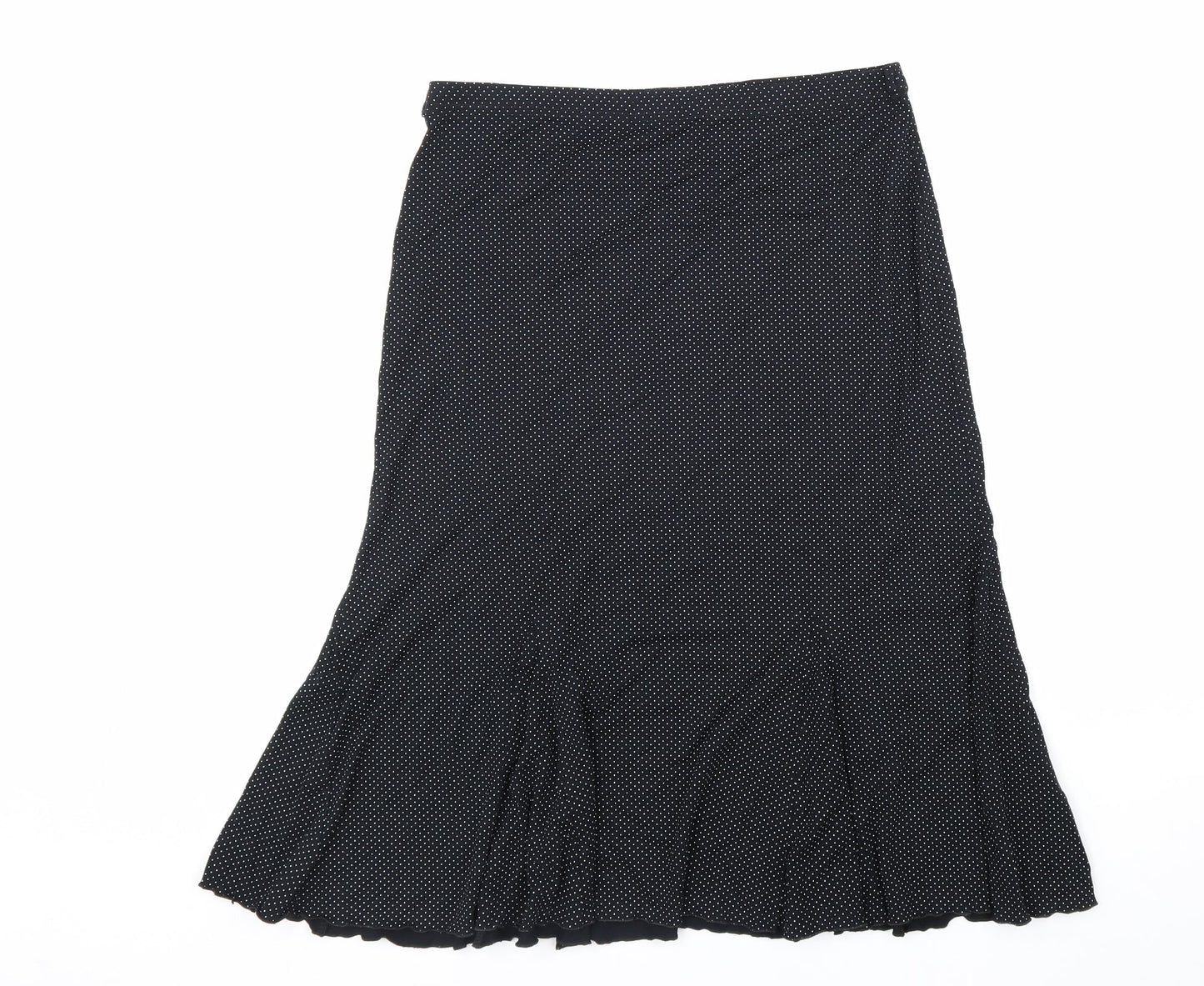 Ann Marrie Womens Black Polka Dot Viscose A-Line Skirt Size 14 Hook & Loop