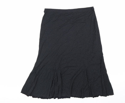 Ann Marrie Womens Black Polka Dot Viscose A-Line Skirt Size 14 Hook & Loop