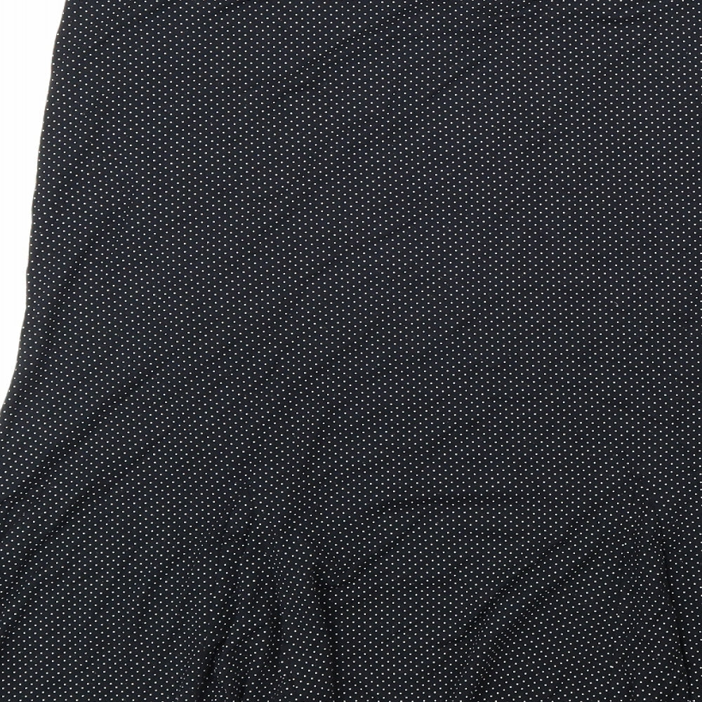 Ann Marrie Womens Black Polka Dot Viscose A-Line Skirt Size 14 Hook & Loop