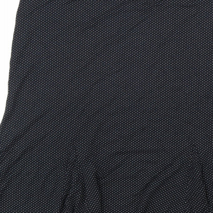 Ann Marrie Womens Black Polka Dot Viscose A-Line Skirt Size 14 Hook & Loop