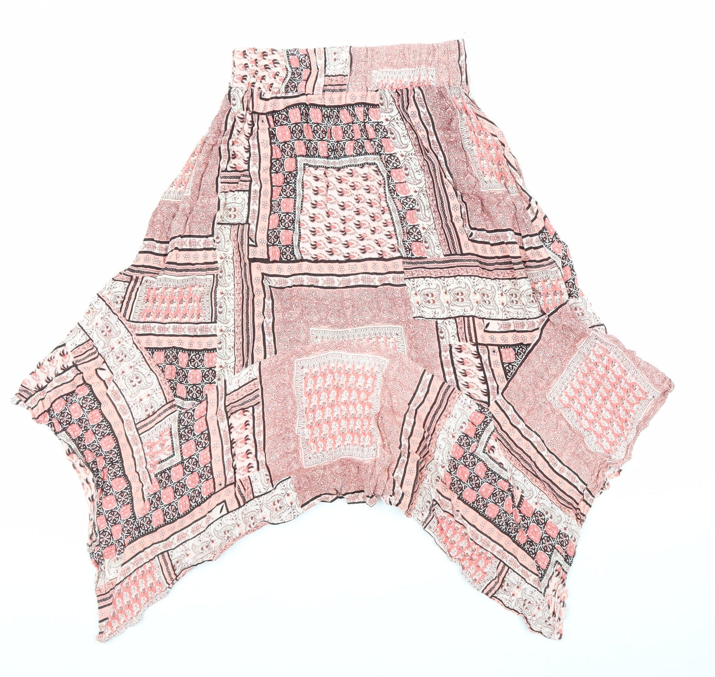 Atmosphere Womens Pink Geometric Viscose A-Line Skirt Size 8 Hook & Loop