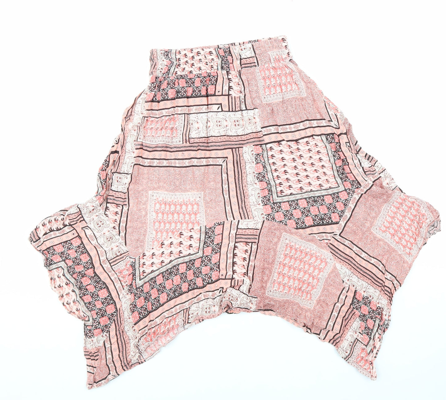 Atmosphere Womens Pink Geometric Viscose A-Line Skirt Size 8 Hook & Loop