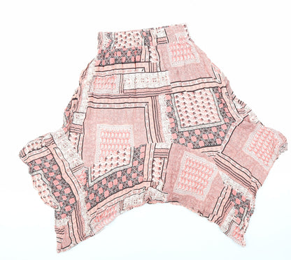 Atmosphere Womens Pink Geometric Viscose A-Line Skirt Size 8 Hook & Loop