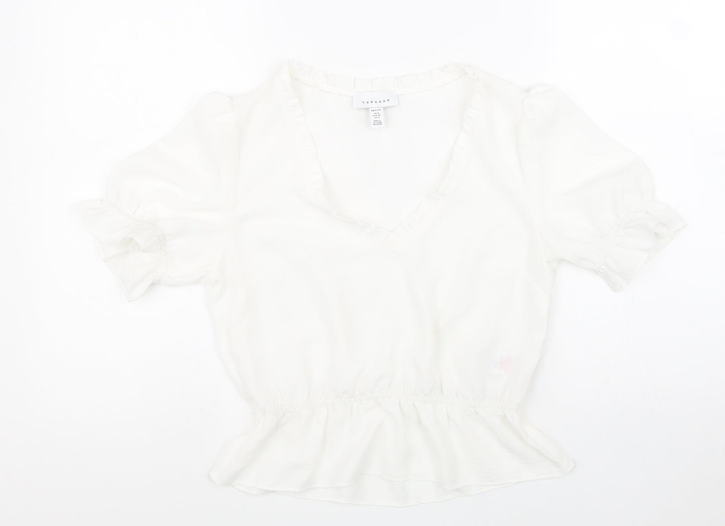 Womens UK Size 8 Topshop White Cropped T-Shirt