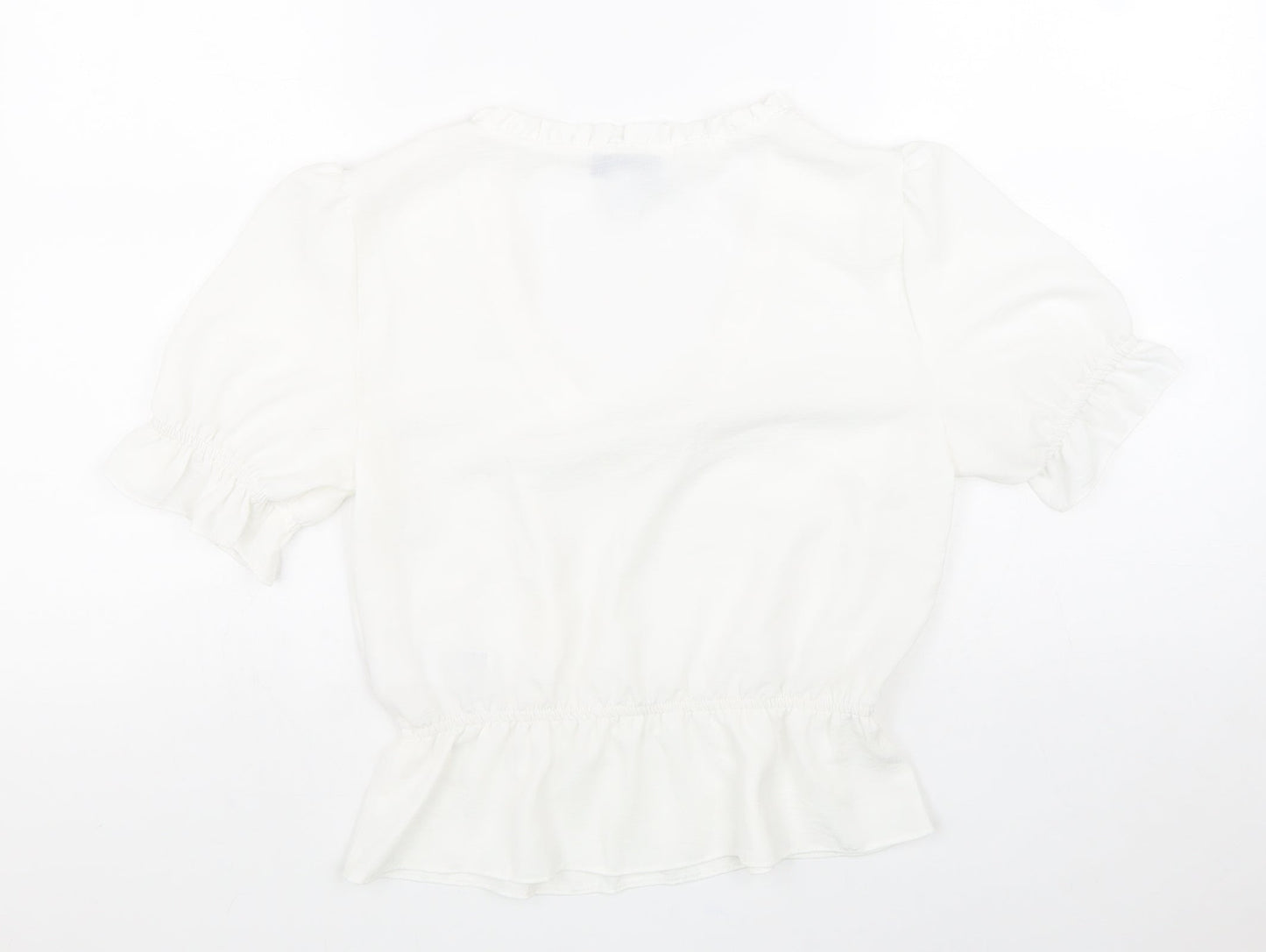 Womens UK Size 8 Topshop White Cropped T-Shirt