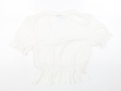 Womens UK Size 8 Topshop White Cropped T-Shirt