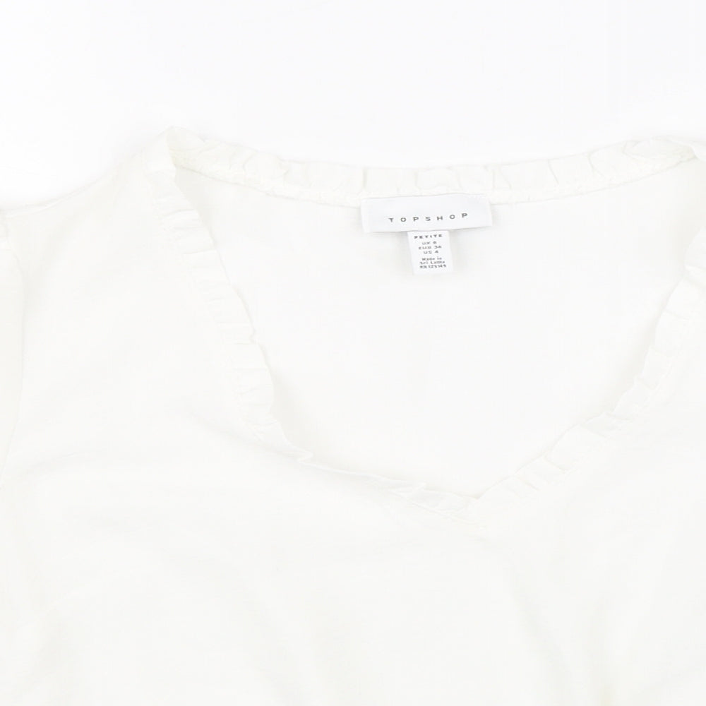 Womens UK Size 8 Topshop White Cropped T-Shirt