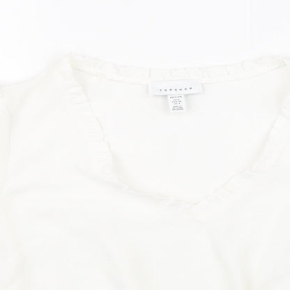 Womens UK Size 8 Topshop White Cropped T-Shirt