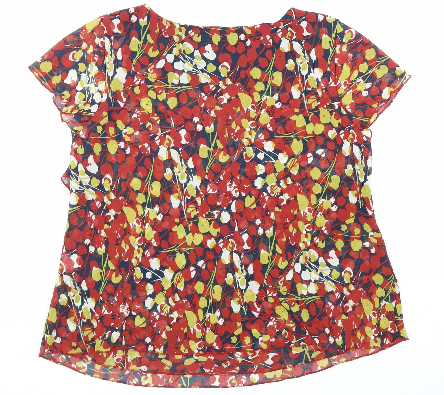 Epilogue Womens Red Geometric Polyester Basic Blouse Size 16 Round Neck