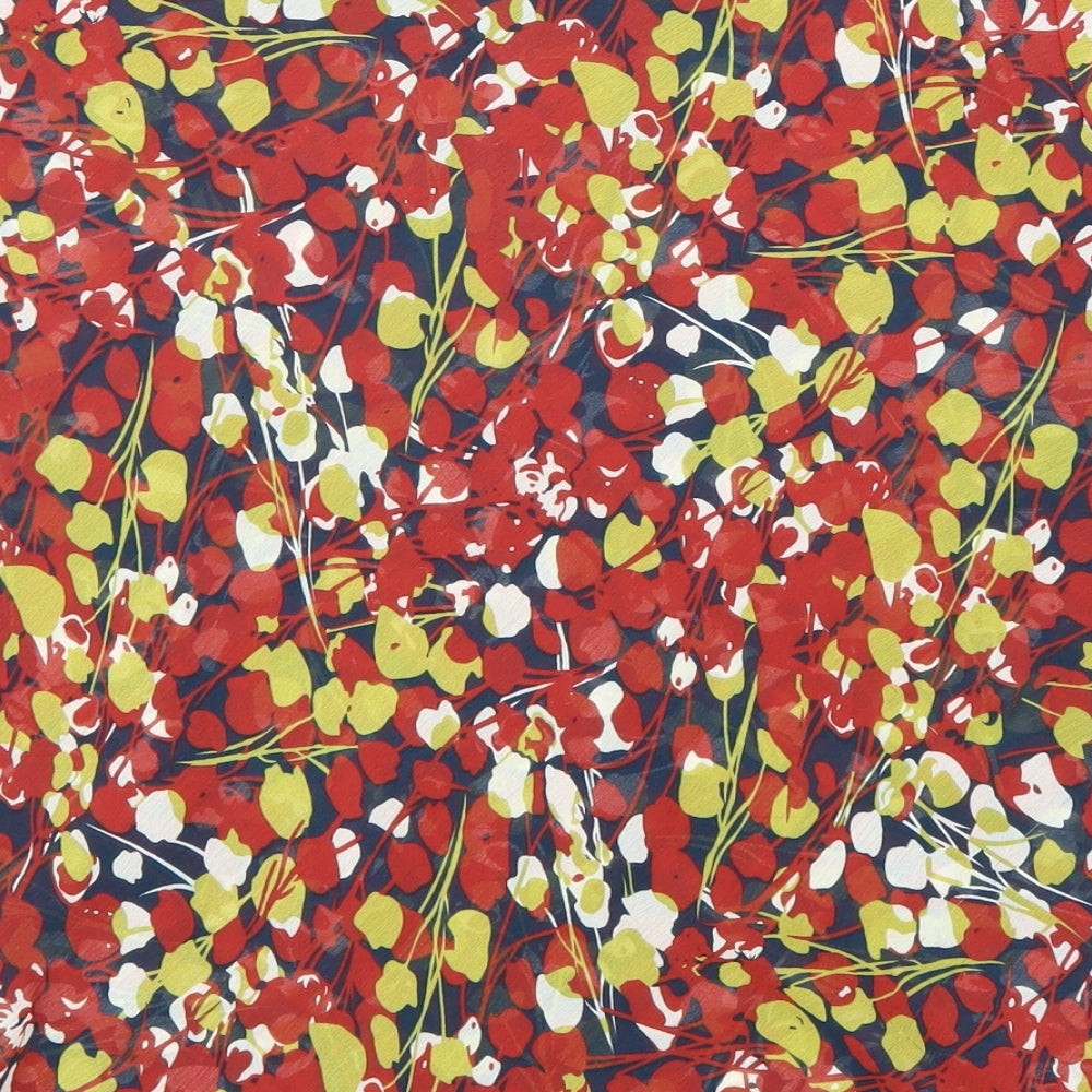 Epilogue Womens Red Geometric Polyester Basic Blouse Size 16 Round Neck