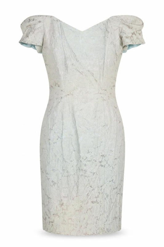 Hamells Womens Green Cotton Pencil Dress Size 8 Off the Shoulder Zip