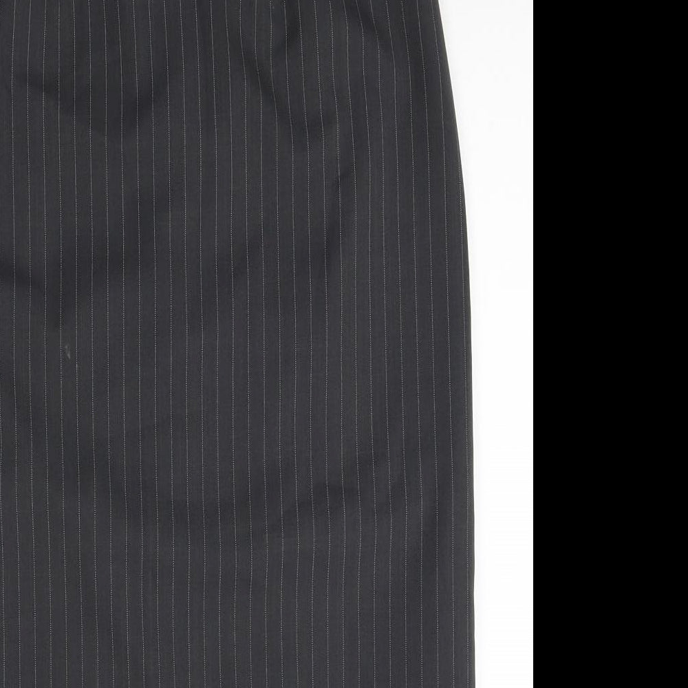 George Womens Black Striped Polyester Straight & Pencil Skirt Size 14 Zip