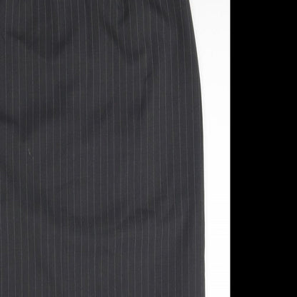 George Womens Black Striped Polyester Straight & Pencil Skirt Size 14 Zip
