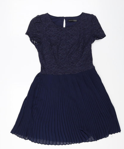 Atmosphere Womens Purple Cotton Fit & Flare Size 8 Boat Neck Zip