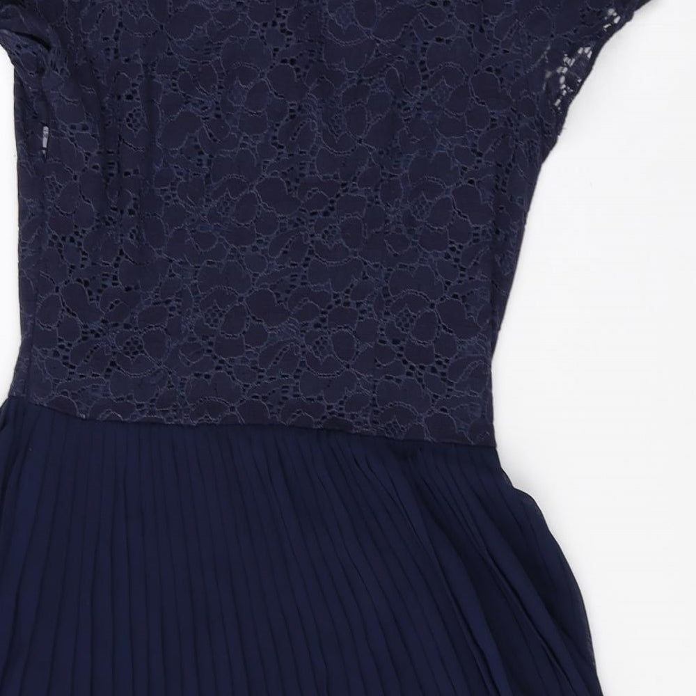 Atmosphere Womens Purple Cotton Fit & Flare Size 8 Boat Neck Zip