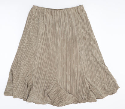 Forever Womens Brown Striped Polyester A-Line Skirt Size L