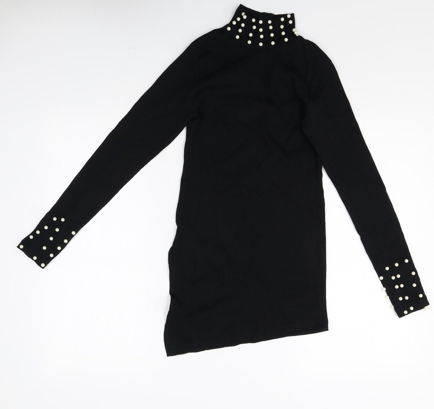 Womens UK Size S Preworn Black Basic T-Shirt