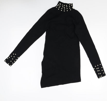 Womens UK Size S Preworn Black Basic T-Shirt