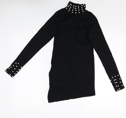 Womens UK Size S Preworn Black Basic T-Shirt