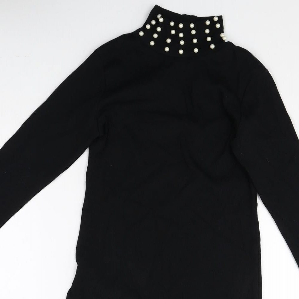 Womens UK Size S Preworn Black Basic T-Shirt