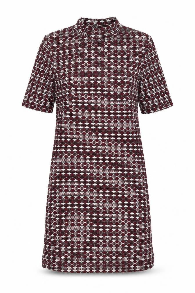 Preworn Womens Multicoloured Geometric Polyester Shift Size 10 Mock Neck Pullover