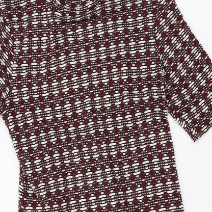 Preworn Womens Multicoloured Geometric Polyester Shift Size 10 Mock Neck Pullover
