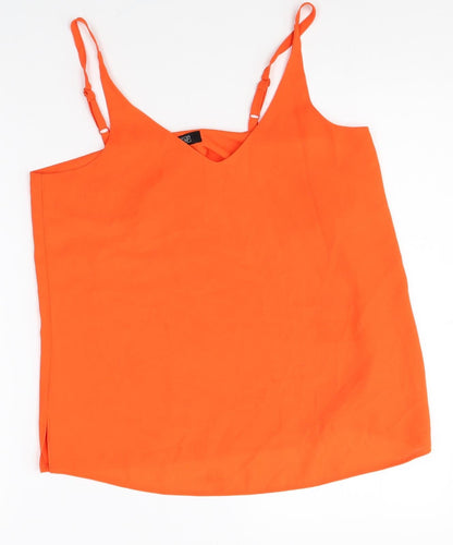 F&F Womens Orange Polyester Basic Tank Size 8 V-Neck